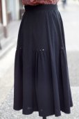 画像3: 黒 スカート フレア 飾りボタン w67cm[20036]