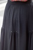 画像4: 黒 スカート フレア 飾りボタン w67cm[20036]