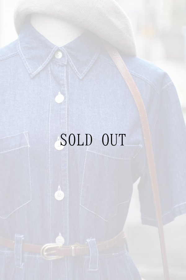 画像8: "5th.st." コットン デニム 半袖 レトロワンピース レギュラーカラー ストレッチ 胸ポケット[20038]