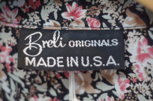 画像6: "Breli originals" US製 黒 ピンク系 花柄 七分袖 レトロワンピース カシュクール [20027]