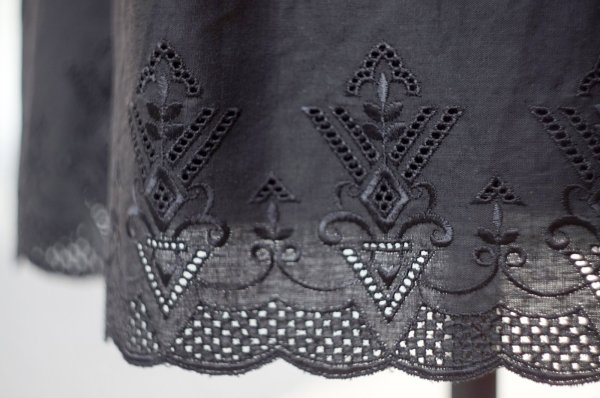 画像5: ブラック スカート セミフレア スカラップ カッティングレース  w71cm[20040]