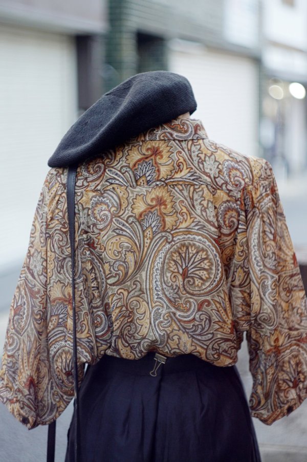 画像7: "AVANTIQUE" コットン ブラウン系 ペイズリー柄 七分袖  ブラウス レギュラーカラー [20039]