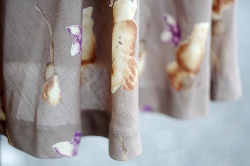 他の写真1: ブラウン系 花柄 スカート フレア w65cm[20041]