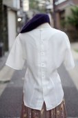 画像8: "jeune Ange" 無地 白 半袖 ブラウス ラウンドネック シアー 刺繍 後ろボタン[20069]