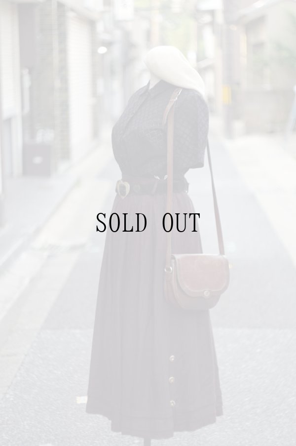 画像12: "BERWIN＆WOLEFl" EU 無地 ブラウン リネン フレア チロル スカート  w75cm[20043]