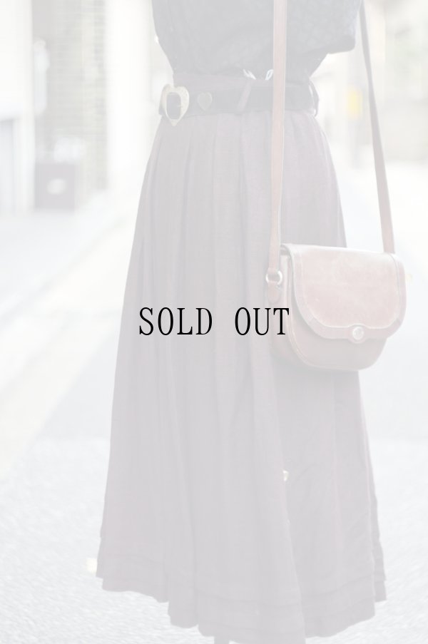 画像3: "BERWIN＆WOLEFl" EU 無地 ブラウン リネン フレア チロル スカート  w75cm[20043]