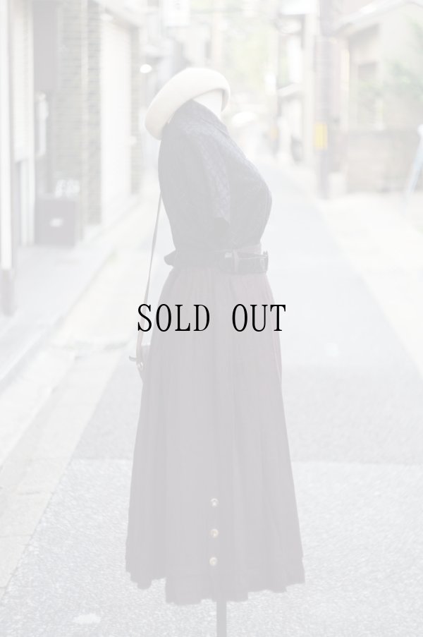 画像13: "BERWIN＆WOLEFl" EU 無地 ブラウン リネン フレア チロル スカート  w75cm[20043]