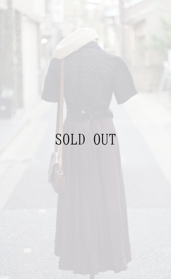 画像14: "BERWIN＆WOLEFl" EU 無地 ブラウン リネン フレア チロル スカート  w75cm[20043]