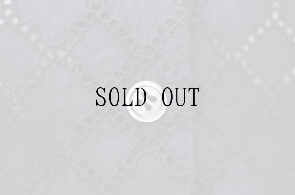 画像4: コットン 黒 半袖 ブラウス レギュラーカラー カッティングレース [20042]