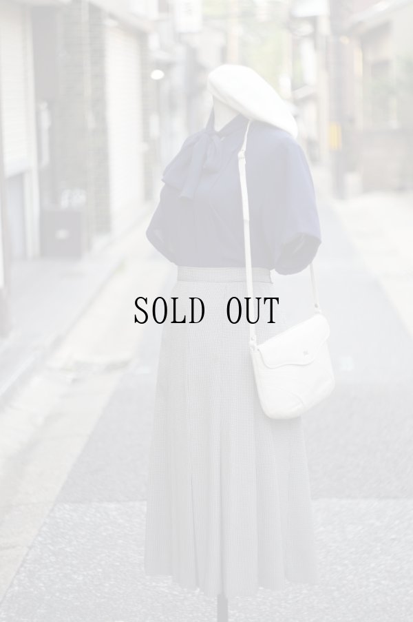 画像8: ハウンドトゥース柄 黒×白 フレア スカート w/72cm[20045]