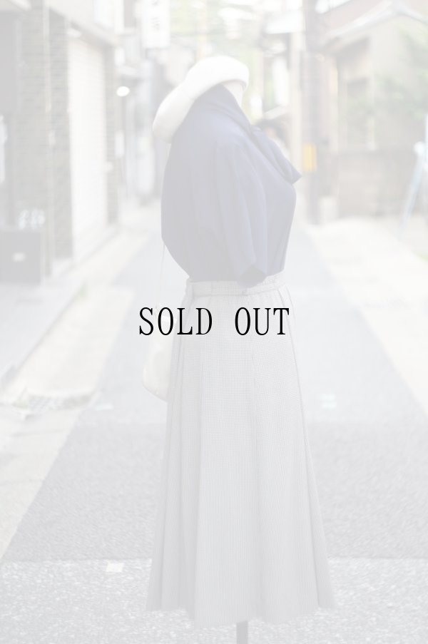 画像9: ハウンドトゥース柄 黒×白 フレア スカート w/72cm[20045]