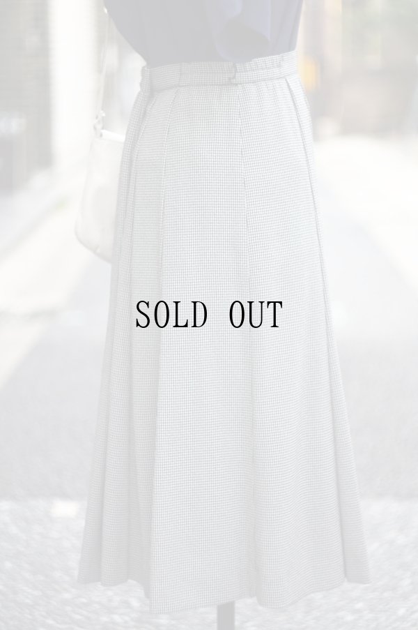 画像3: ハウンドトゥース柄 黒×白 フレア スカート w/72cm[20045]