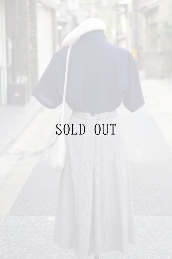 画像10: ハウンドトゥース柄 黒×白 フレア スカート w/72cm[20045]