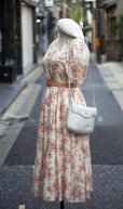 画像1: ”J.PRESS”  花柄 ピンク系 半袖 レトロワンピース ラウンドネック パフスリーブ ギャザー 後ろボタン[20048] (1)