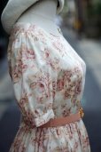 画像7: ”J.PRESS”  花柄 ピンク系 半袖 レトロワンピース ラウンドネック パフスリーブ ギャザー 後ろボタン[20048]