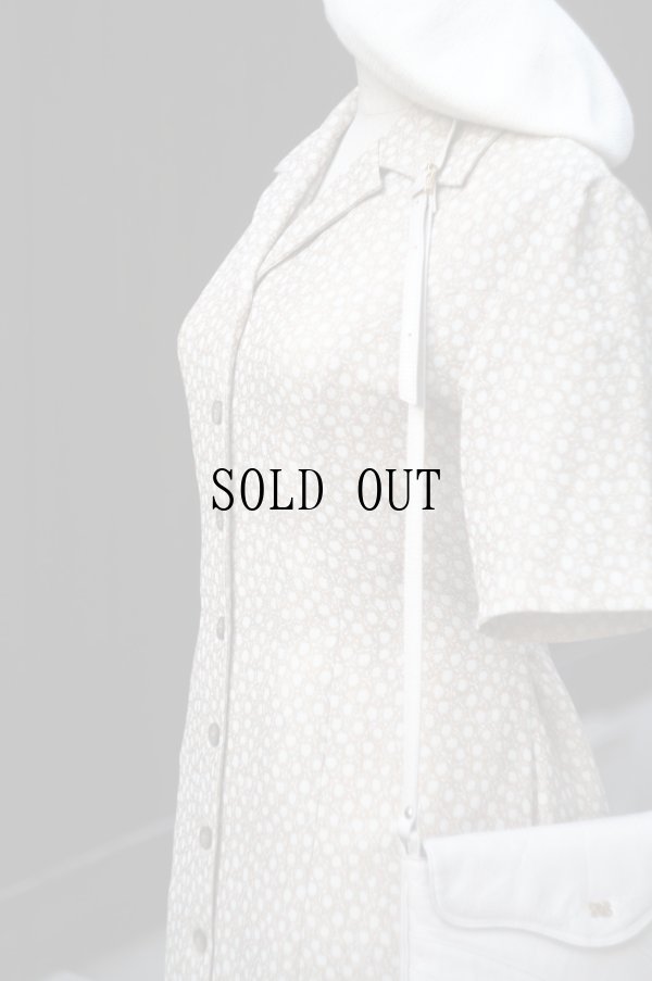 画像8: "Rosabonhenr"  ベージュ系 花柄 半袖 レトロワンピース オープンカラー[20049]