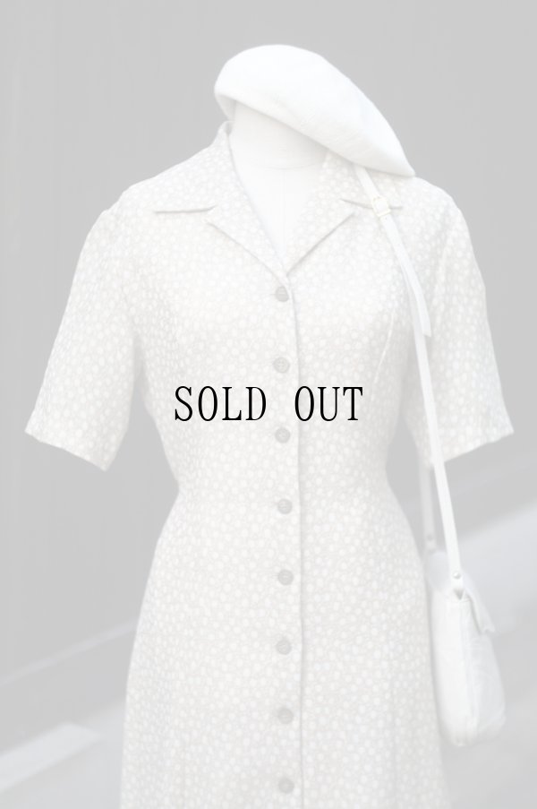 画像5: "Rosabonhenr"  ベージュ系 花柄 半袖 レトロワンピース オープンカラー[20049]