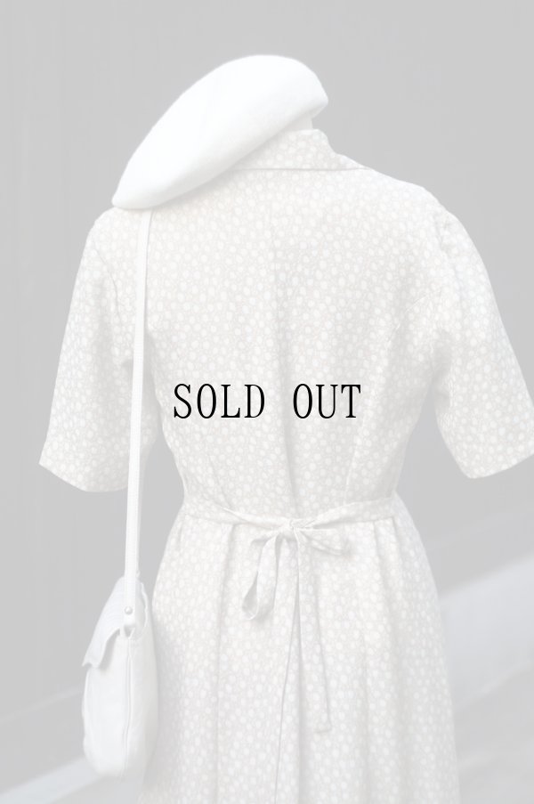 画像11: "Rosabonhenr"  ベージュ系 花柄 半袖 レトロワンピース オープンカラー[20049]