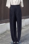 画像1: ”GEPETTO” US 無地 黒 パンツ プリーツ ウエストゴム  /w66cm [20055] (1)