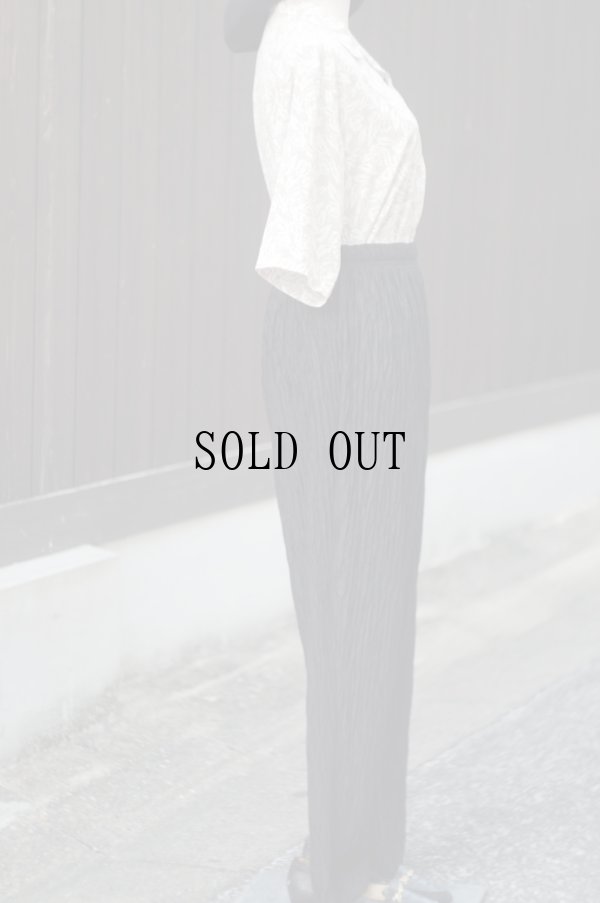 画像4: ”GEPETTO” US 無地 黒 パンツ プリーツ ウエストゴム  /w66cm [20055]