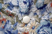 他の写真1: "MS PIAHOUSE" ブルー系 花柄 コットン 半袖 レトロワンピース スクエアネック ウエストゴム [20047]