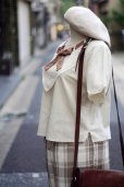 画像5: "JOSE PHANNE" カーキベージュ系 無地 コットン リネン 半袖 ブラウス ラウンドネック リボン  後ろボタン [20056]
