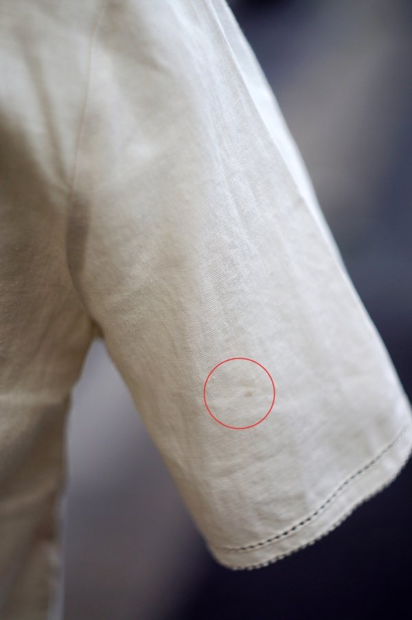 画像8: "JOSE PHANNE" カーキベージュ系 無地 コットン リネン 半袖 ブラウス ラウンドネック リボン  後ろボタン [20056]