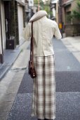 画像11: "JOSE PHANNE" カーキベージュ系 無地 コットン リネン 半袖 ブラウス ラウンドネック リボン  後ろボタン [20056]