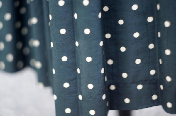 画像3: ”405”ドット柄 緑×白 スカート フレア プリーツ w61cm[20063]