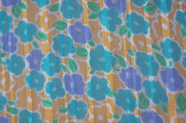 画像8: "CHALET BLANC" イエロー×パープル系 花柄 フレンチスリーブ ワンピース ラウンドネック ウエストゴム[20066]