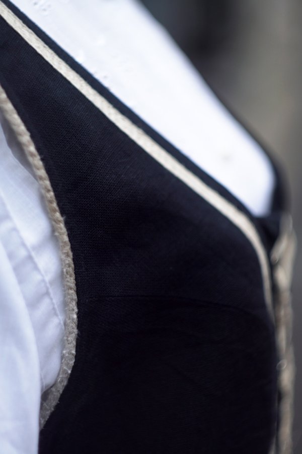 画像8: "Faukomia’s Country" 黒 無地 リネン レーヨン チロル ジャンパースカート  装飾ボタン マキシ丈 [20065]