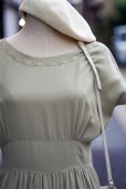 画像5: "LUIEZ" 無地 ライトグリーン フレンチスリーブ レトロワンピース ラウンドネック 刺繍[20068]