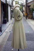 画像3: "LUIEZ" 無地 ライトグリーン フレンチスリーブ レトロワンピース ラウンドネック 刺繍[20068]