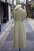 画像4: "LUIEZ" 無地 ライトグリーン フレンチスリーブ レトロワンピース ラウンドネック 刺繍[20068]