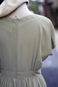 画像8: "LUIEZ" 無地 ライトグリーン フレンチスリーブ レトロワンピース ラウンドネック 刺繍[20068]