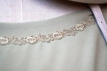 他の写真1: "LUIEZ" 無地 ライトグリーン フレンチスリーブ レトロワンピース ラウンドネック 刺繍[20068]