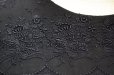 画像5: 無地 黒 半袖 レトロワンピース ノーカラー レース 刺繍 プリーツ[20067]