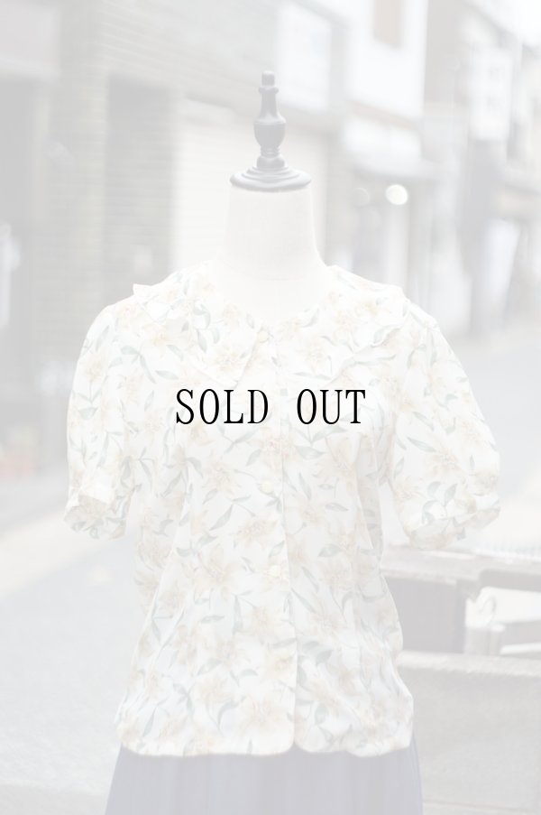 画像9: "Reor" 花柄 半袖 ブラウス フリル襟 パフスリーブ[20073]