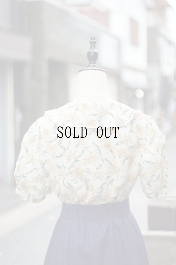 画像3: "Reor" 花柄 半袖 ブラウス フリル襟 パフスリーブ[20073]