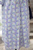 画像9: "joynana" パープル系 花柄 七分袖 レトロワンピース スクエアネック ウエストゴム [20131]