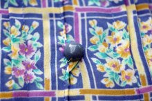 他の写真1: "joynana" パープル系 花柄 七分袖 レトロワンピース スクエアネック ウエストゴム [20131]