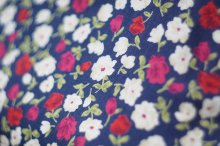 他の写真1: 花柄 ネイビー系 半袖 レトロワンピース ラウンドネック 腰リボン[20119]