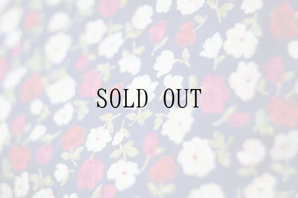 画像8: 花柄 ネイビー系 半袖 レトロワンピース ラウンドネック 腰リボン[20119]