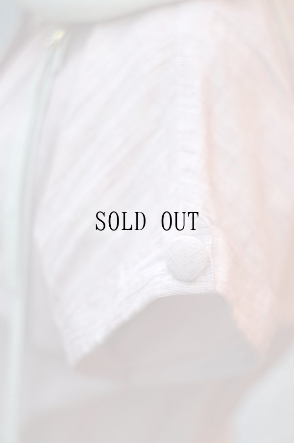 画像8: "Mademoiselle NON NON" 無地 ピンク系 コットン リネン 半袖 レトロワンピース レギュラーカラー 腰リボン くるみボタン[20120]