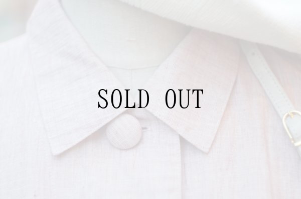 画像6: "Mademoiselle NON NON" 無地 ピンク系 コットン リネン 半袖 レトロワンピース レギュラーカラー 腰リボン くるみボタン[20120]