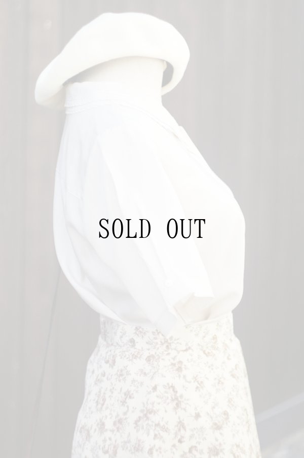 画像5: "SCHONMORE" 無地 ベージュ 半袖 ブラウス レギュラーカラー 二重襟 [20124]