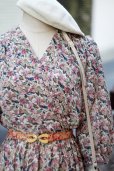 画像5: "Sa-sarone" ピンク系 花柄 七分袖 レトロワンピース カシュクール [20129]