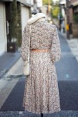 画像4: "Sa-sarone" ピンク系 花柄 七分袖 レトロワンピース カシュクール [20129]