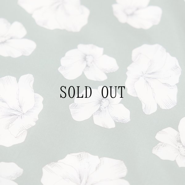 画像3: グリーン系 花とストライプ柄 シルク スカーフ 90cm×90cm[20096]