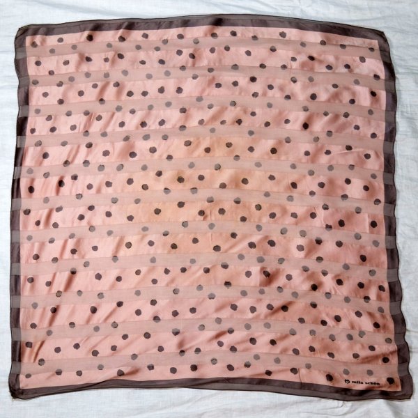 画像1: "mila schon" ピンク系 ドット シルク スカーフ 88cm×88cm[20081]